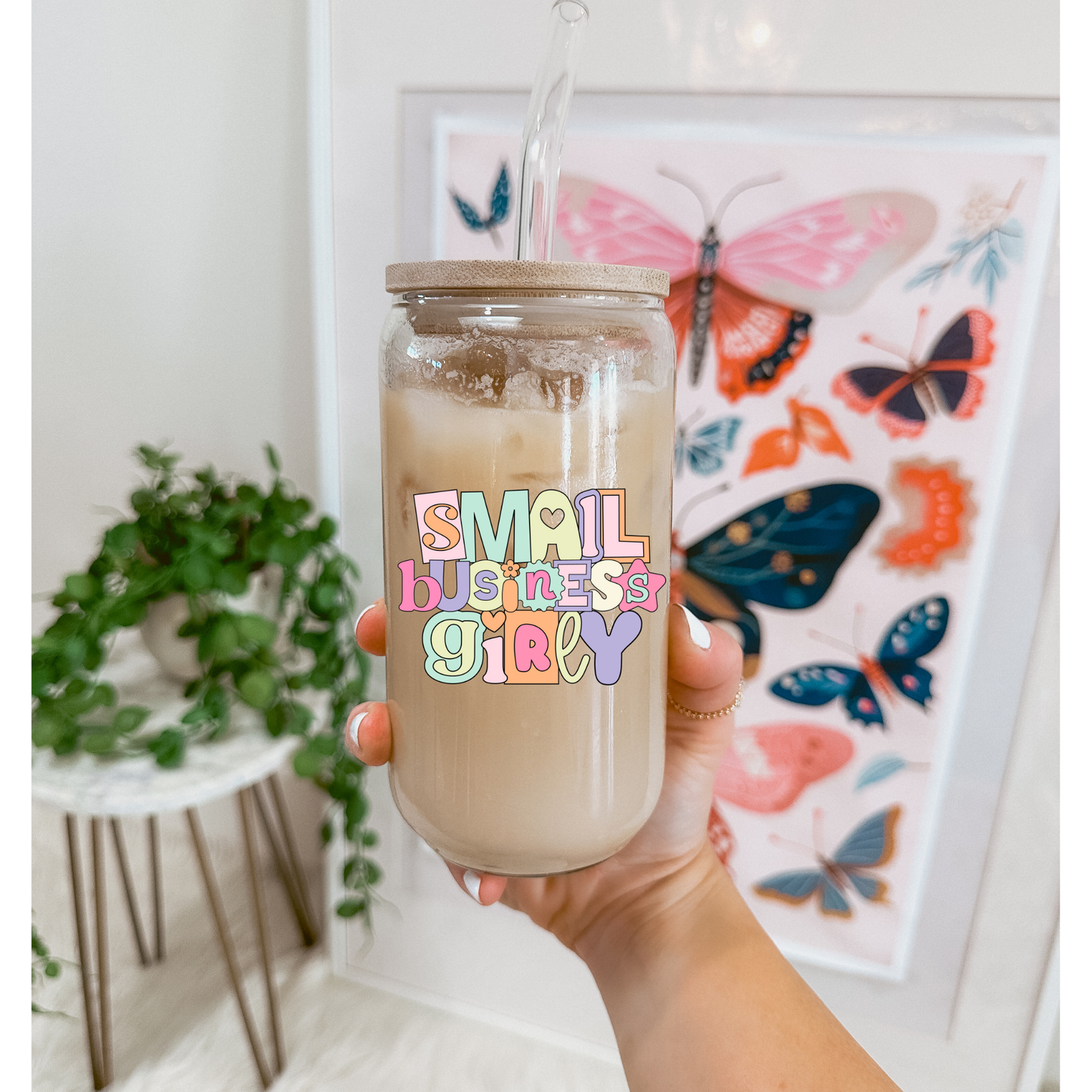 Small Business Girly 16oz Can Glass