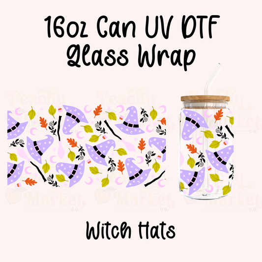 Witch Hats 16oz Can Glass Wrap UV DTF