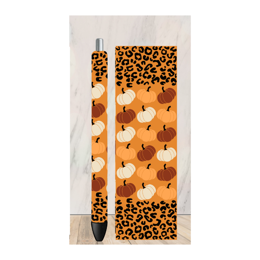 Orange Fall Leaves and Cheetah Pen Wrap