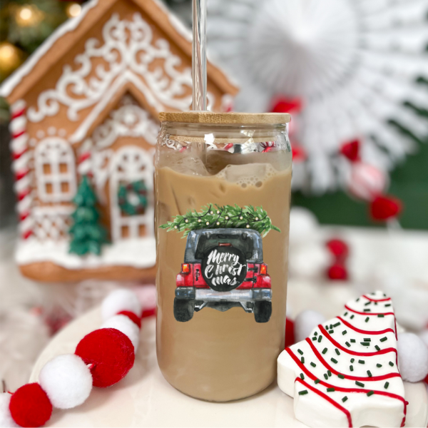 Merry Christmas 16oz Can Glass Can