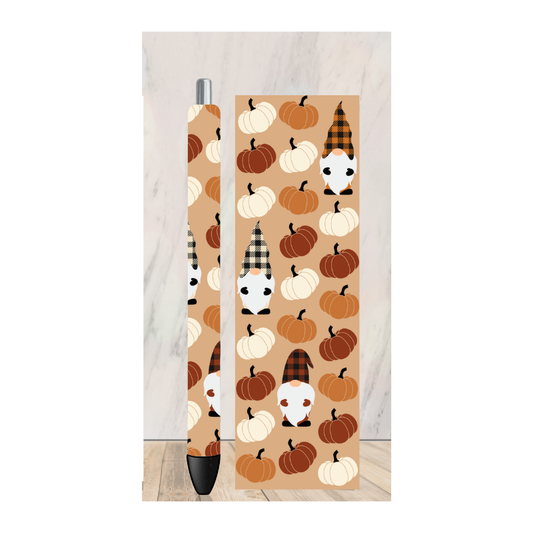 Beige Pumpkin and Gnomes Pen Wrap