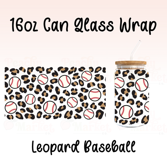 Leopard and Baseball 16oz Can Glass Wrap Vinyl