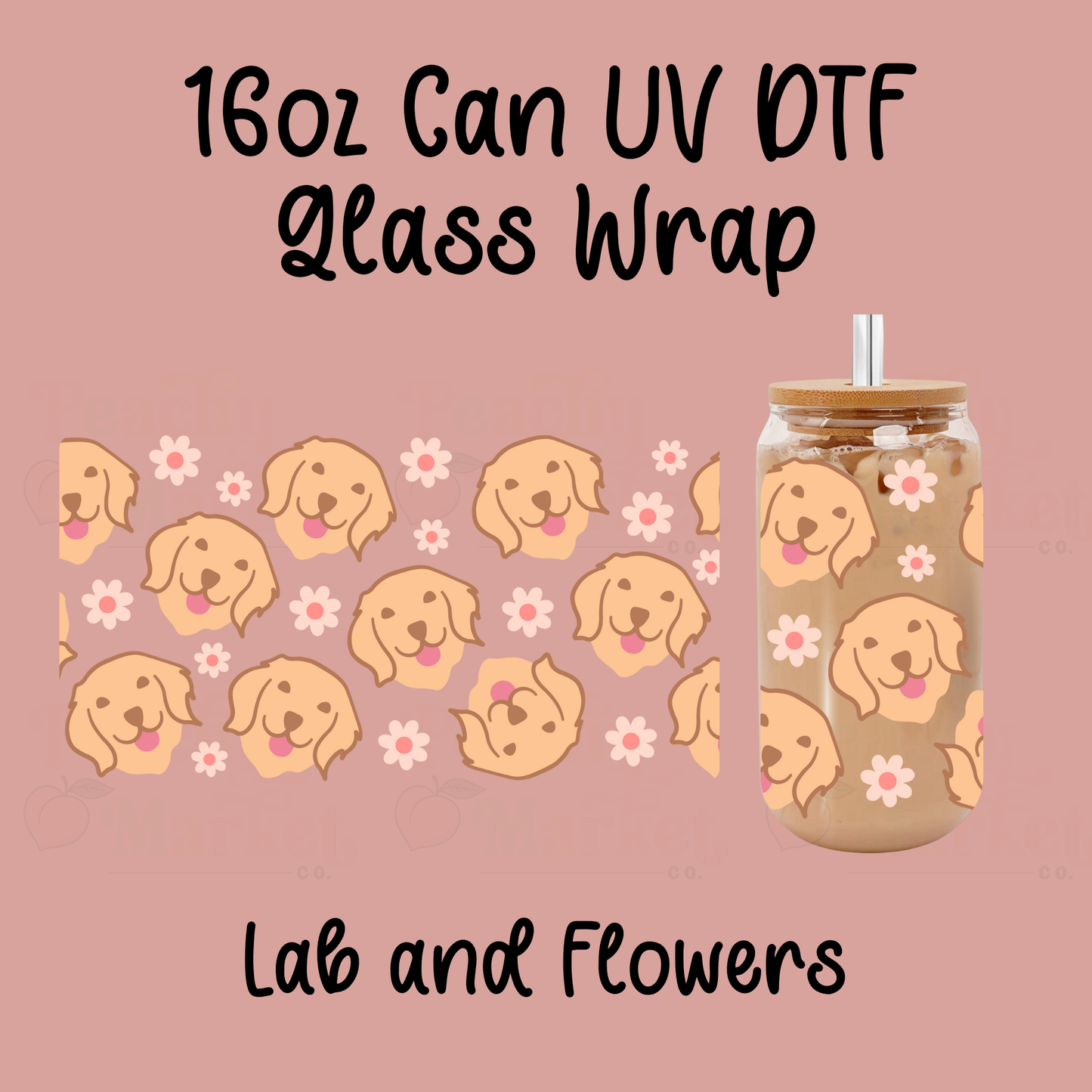 Lab and Flowers 16oz Can Glass Wrap UV DTF