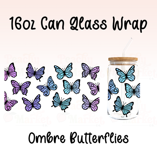 Ombre Butterflies 16oz Can Glass Wrap Vinyl