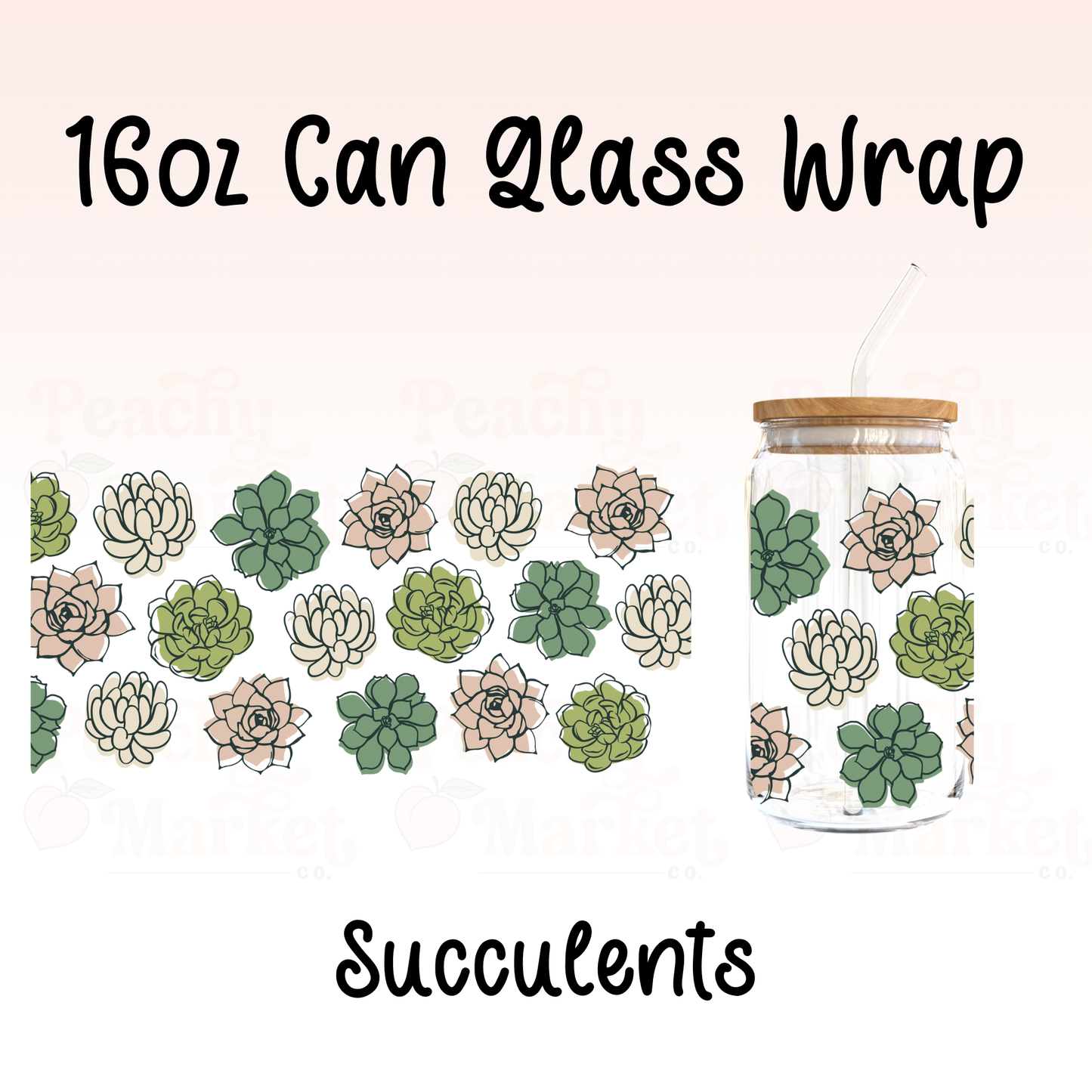 Succulents 16oz Can Glass Wrap Vinyl