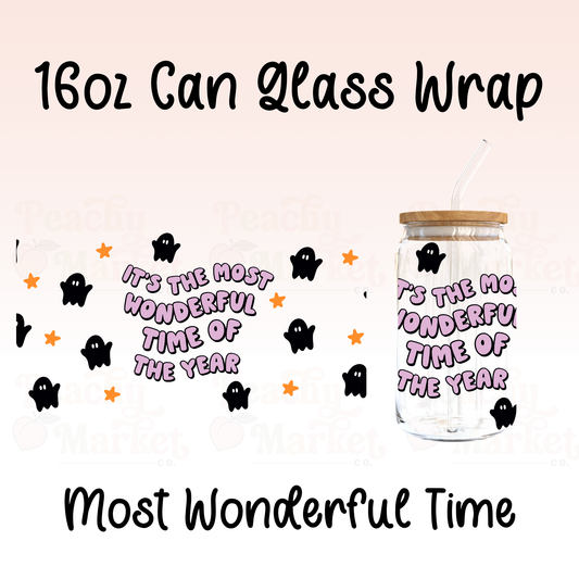 Most Wonderful Time 16oz Can Glass Wrap Vinyl