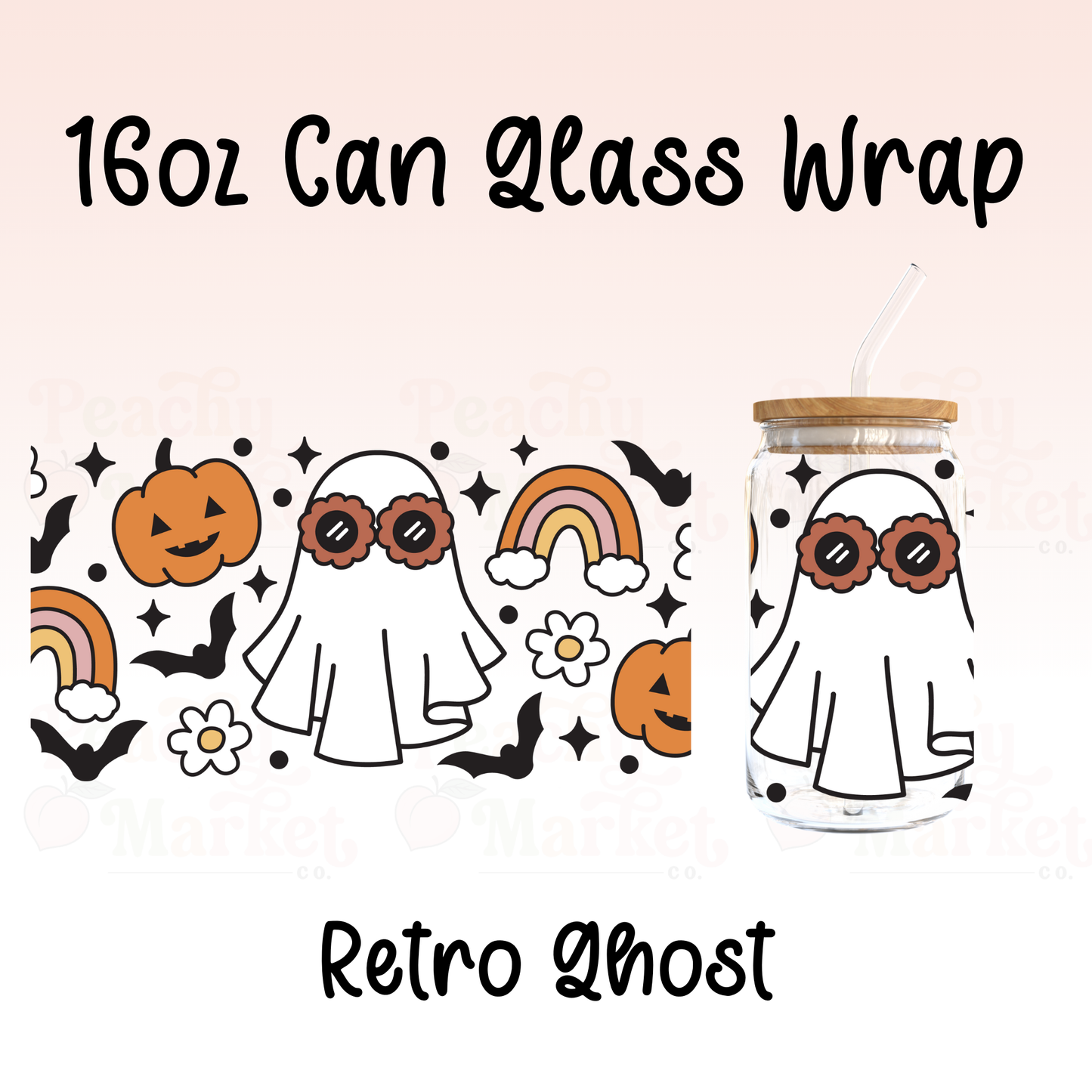 Retro Ghost 16oz Can Glass Wrap Vinyl