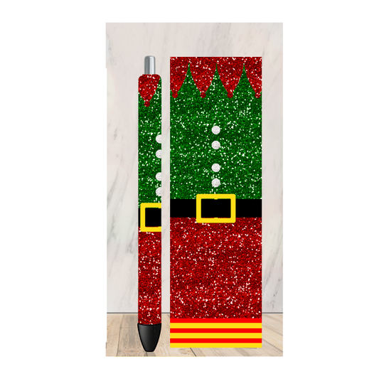 Green and Red Elf Stocking Pen Wrap