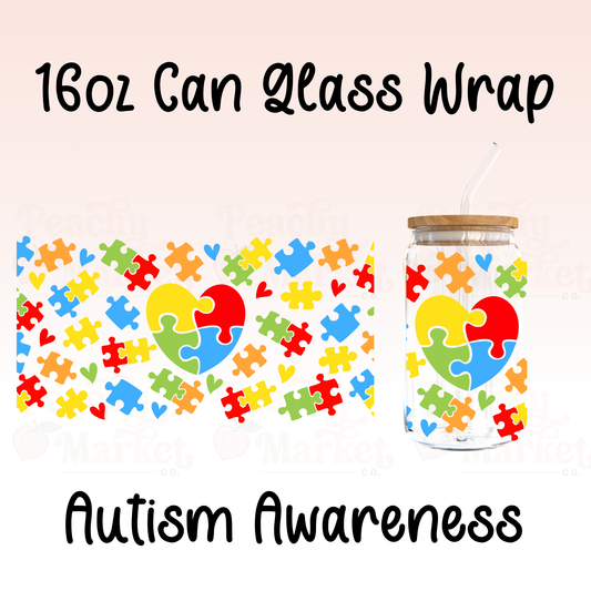 Autism Awareness 16oz Can Glass Wrap Vinyl
