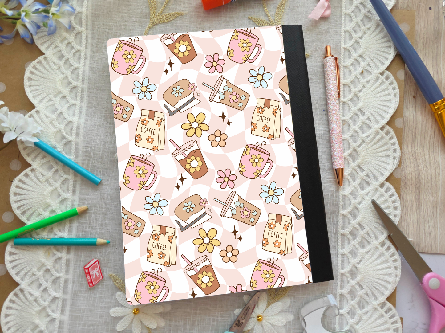 Coffee Composition Notebook Wrap Front + Back