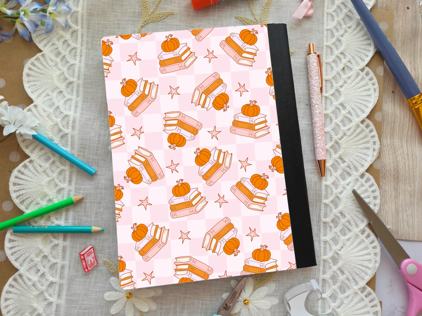 Fall Books Composition Notebook Wrap Front + Back