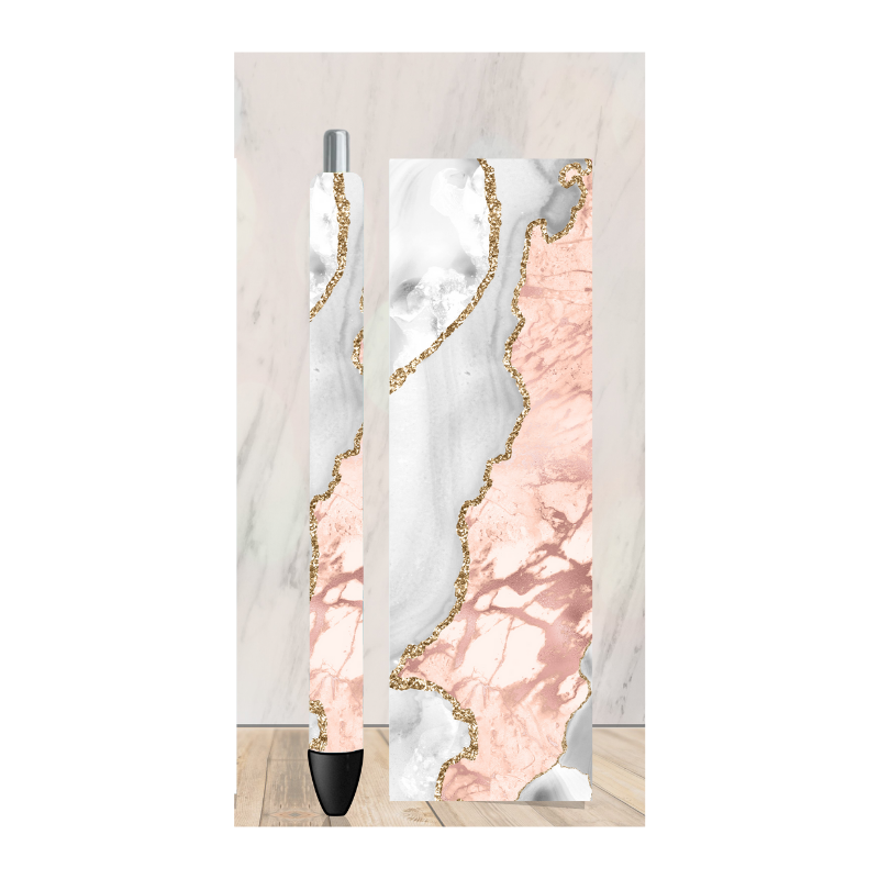 Gray and Pink Marble Pen Wrap