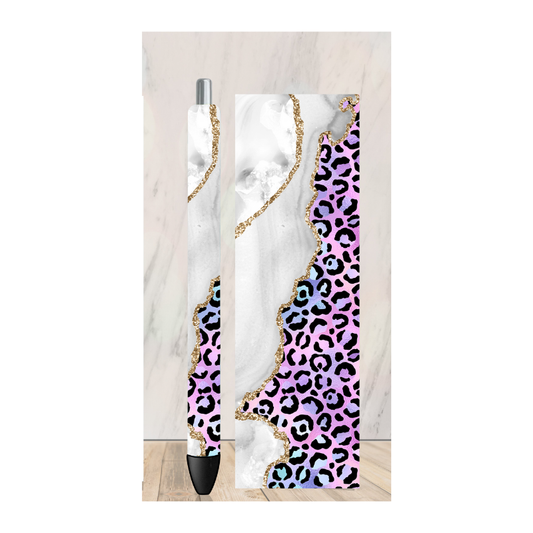 Purple and Cheetah Marble Pen Wrap