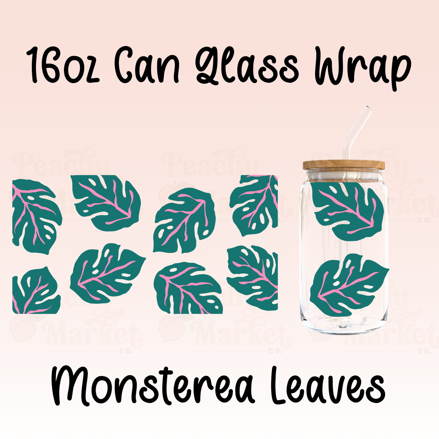 Monstera 16oz Can Glass Wrap Vinyl