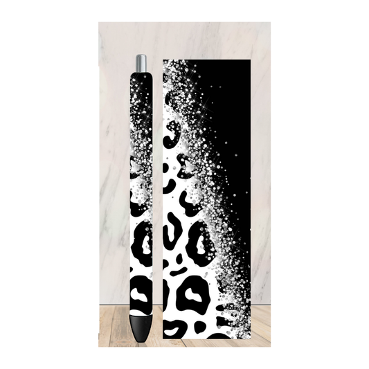 Black Cheetah Cowhide Pen Wrap