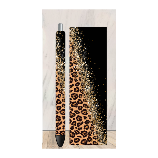 Black Leopard Cowhide Pen Wrap