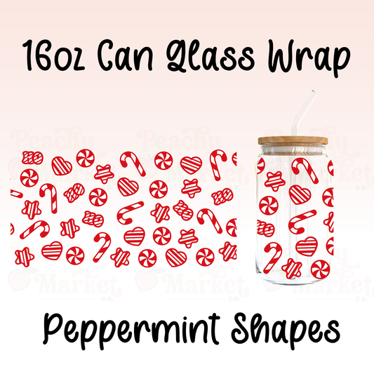 Peppermint Shapes 16oz Can Glass Wrap Vinyl