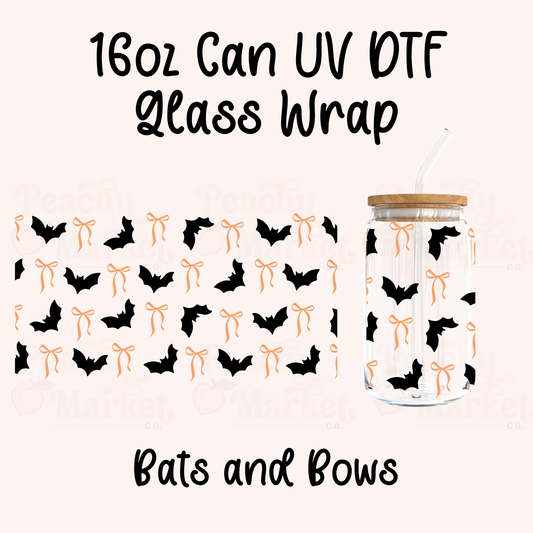 Bats and Bows 16oz Can Glass Wrap UV DTF