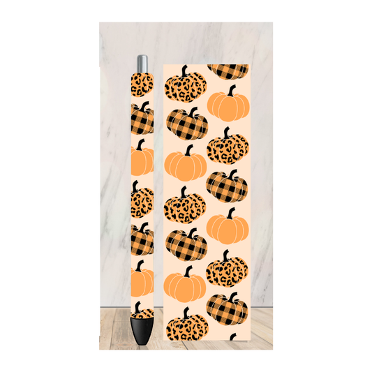 Fall Plaid Pumpkins Pen Wrap
