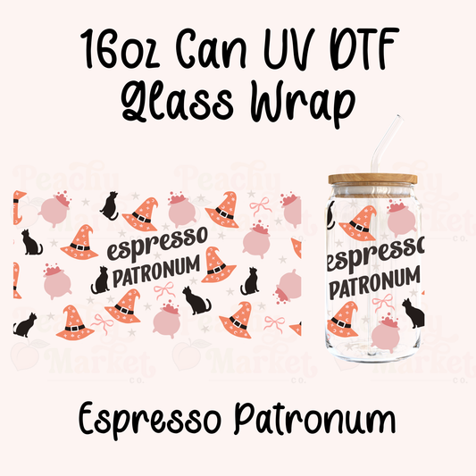 Espresso 16oz Can Glass Wrap UV DTF
