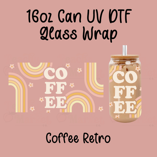 Coffee Retro 16oz Can Glass Wrap UV DTF