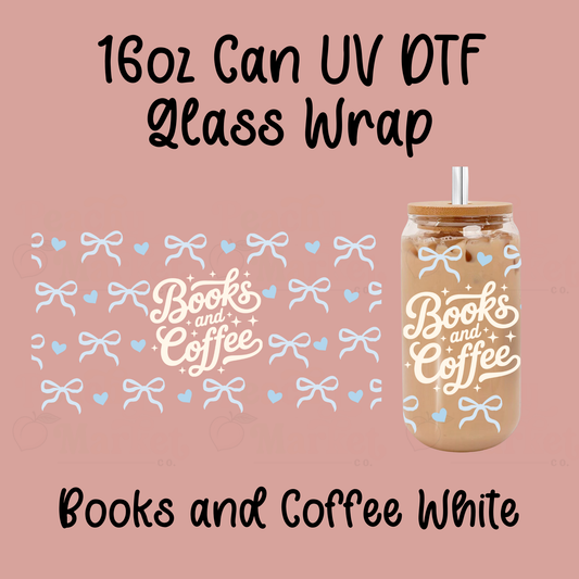 Books and Coffee 16oz Can Glass Wrap UV DTF