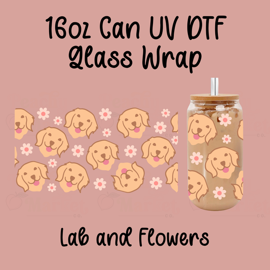 Lab and Flowers 16oz Can Glass Wrap UV DTF