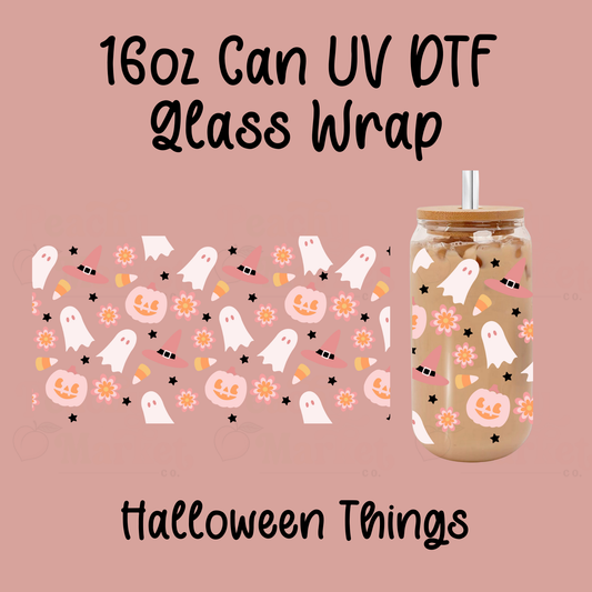 Halloween Things 16oz Can Glass Wrap UV DTF