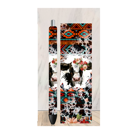 Red and Cowhide Aztec Pen Wrap