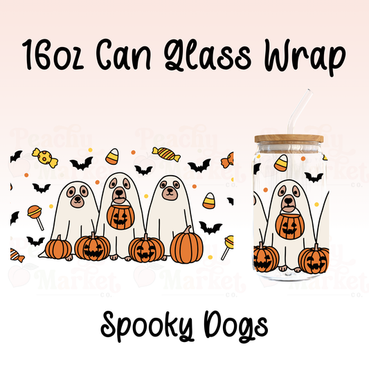 Spooky Dogs 16oz Can Glass Wrap Vinyl