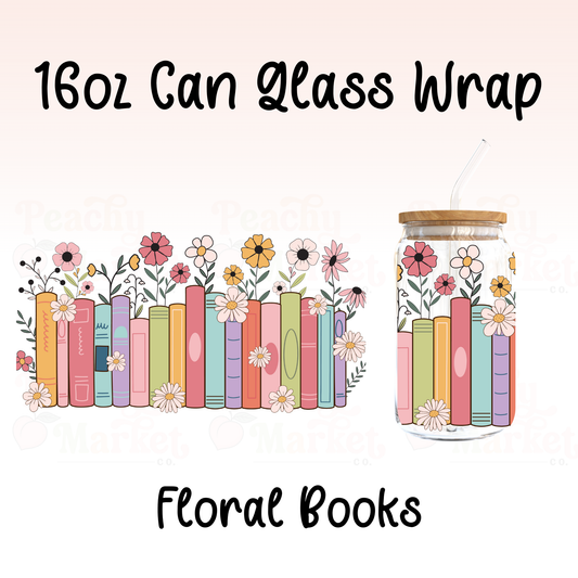 Floral Books 16oz Can Glass Wrap Vinyl