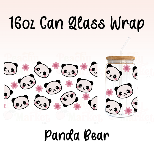 Panda Bear 16oz Can Glass Wrap Vinyl