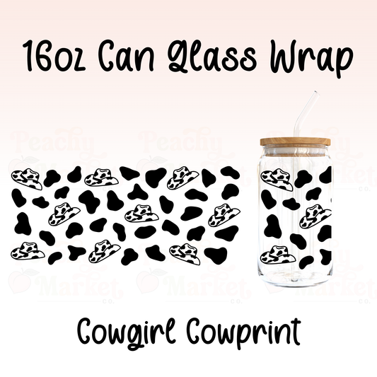Cowgirl Cowprint 16oz Can Glass Wrap Vinyl
