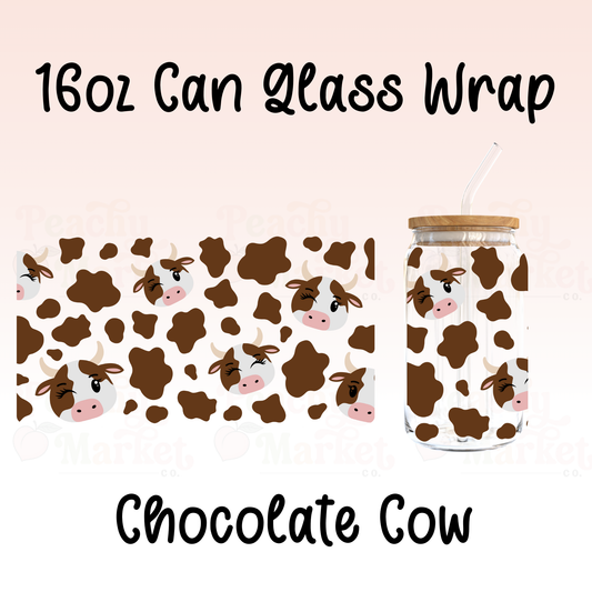 Chocolate Cow 16oz Can Glass Wrap Vinyl