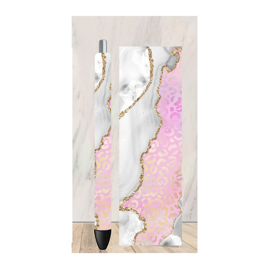 Pink Marble Cheetah Pen Wrap