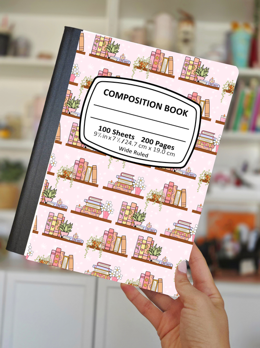 Floral Books Composition Notebook Wrap Front + Back